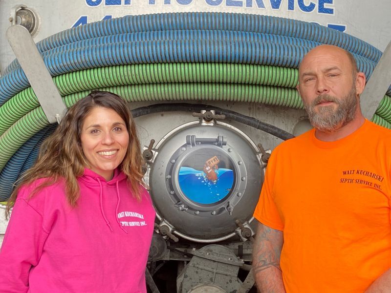 Laurel and Walt Kucharski, 2009 Kenworth with a 5,000-gallon aluminum tank and a National Vacuum Equipment pump.